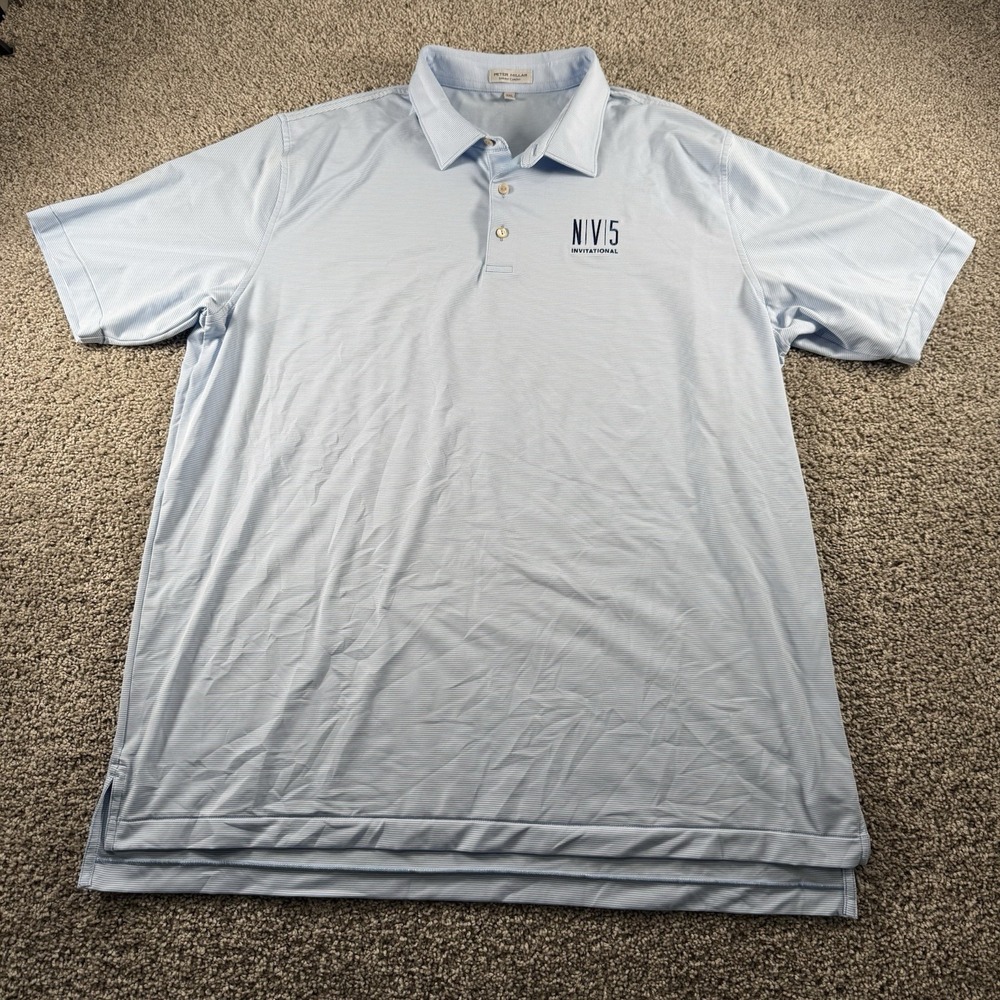 Peter Millar Polo Shirt Men XXL Blue Performance Summer Comfort NV5 Invitational - Picture 1 of 15